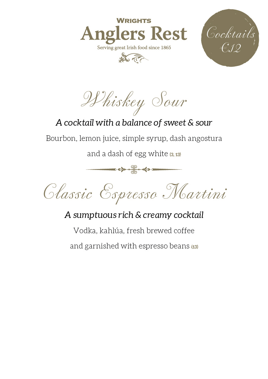 Cocktail menu
